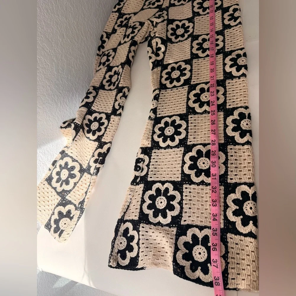 ‼️SOLD‼️Sandro Flower Motif Crochet Knit Trousers | Cotton Blend Straight Leg - Picture 5 of 6